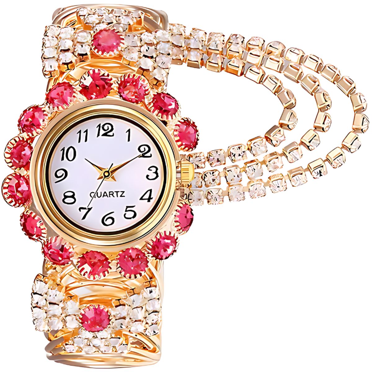 QUARTZ - Reloj De Cuarzo Redondo Brillante Con Diamantes Para Mujer