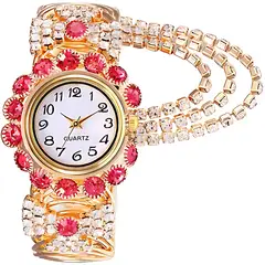 QUARTZ - Reloj De Cuarzo Redondo Brillante Con Diamantes Para Mujer