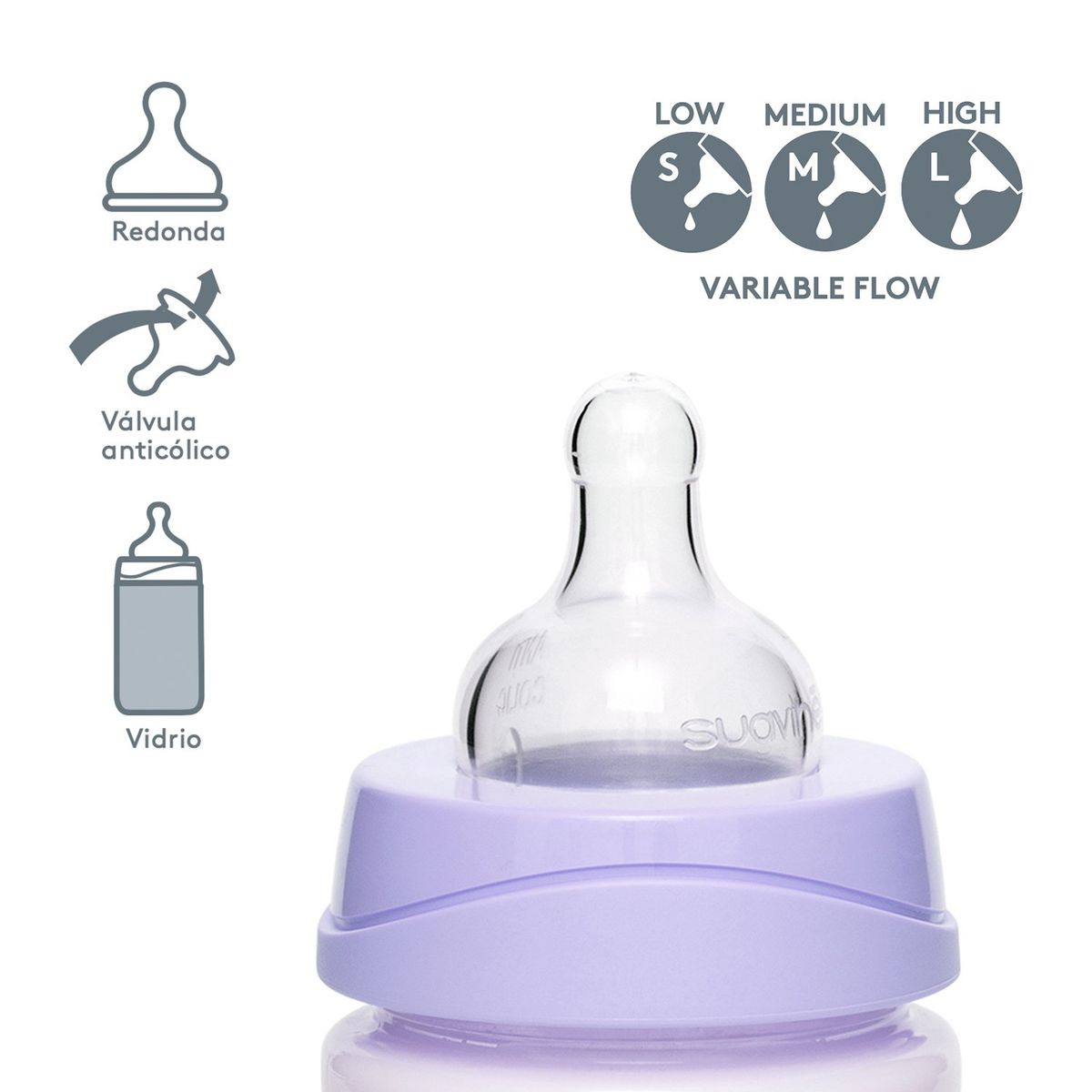 SUAVINEX - MAMADERA 150ML PREMIUM SILICONA LILA