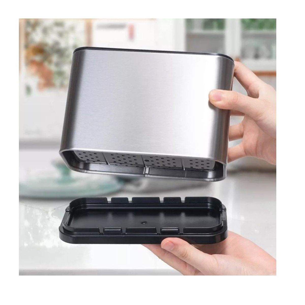 GENERICO - Organizador Porta Cubiertos de Cocina INOX