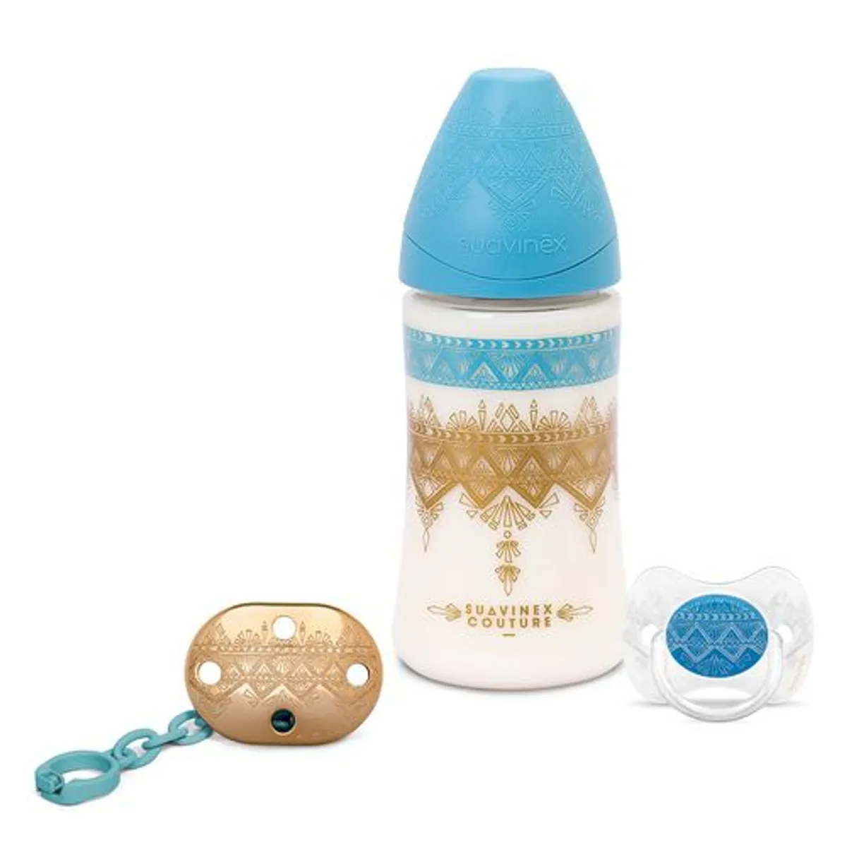 SUAVINEX - SET CHUPETE+MAMADERA+BROCHE PREMIUM 0-4M NIÑO