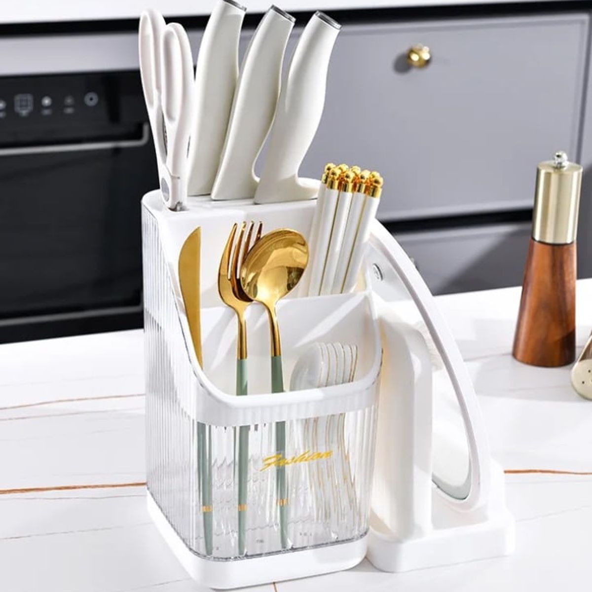 GENERICO - Organizador De Cubiertos De Acrílico Con Soporte Tapa Olla