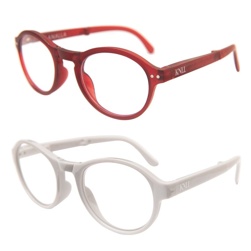 KANALLA - Pack 2 Lentes De Lectura Plegable Con Filtro Azul mod Gris/Rojo Oscuro 3.5