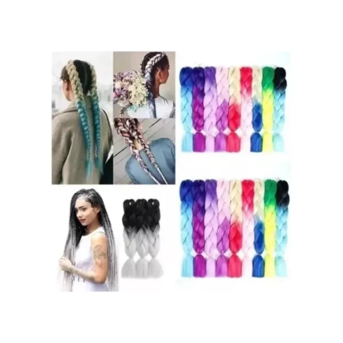 GENERICO - Set 5 Paquetes Kanekalon Para Trenzas Color Negro #1