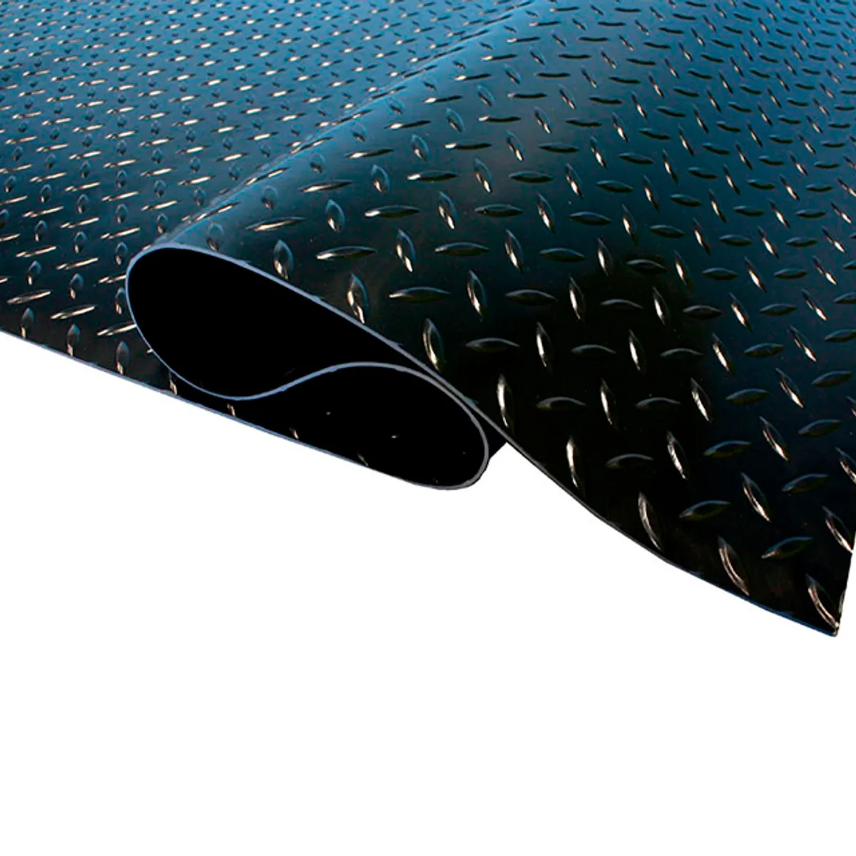 QRUBBER - Piso de Goma Antideslizante Diamantado Negro1x2mt QRubber