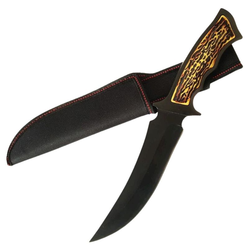 INVENCIBLE - Cuchillo parrillero mapache black con funda y afilador Aj38