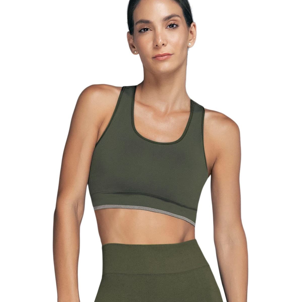 LEONISA - Top sin costuras reversible con soporte medio de busto 195337P Verde Medio