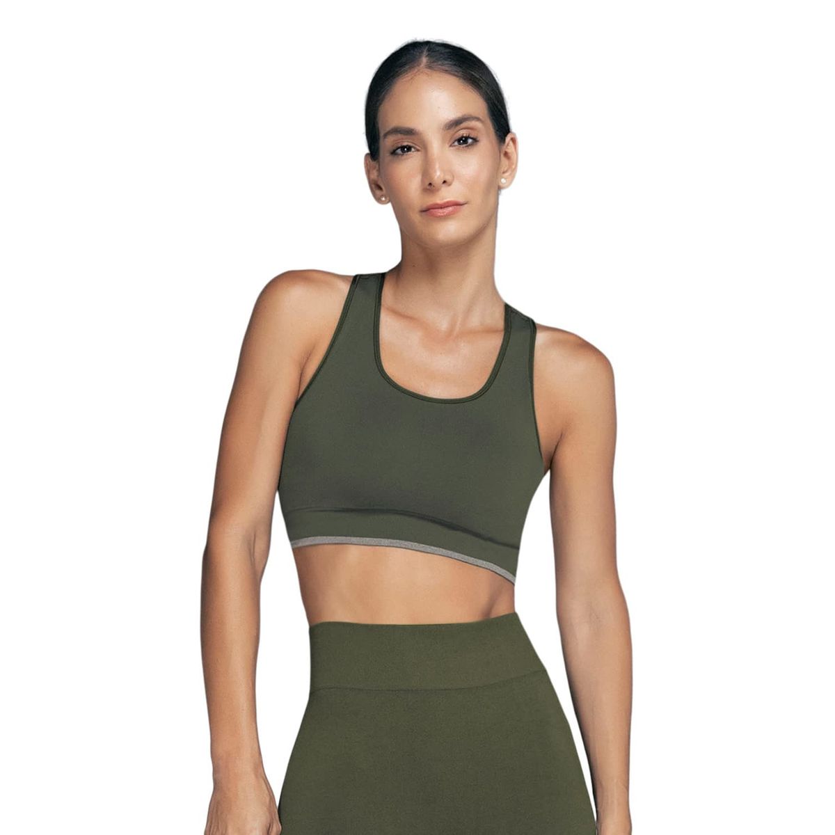 LEONISA - Top sin costuras reversible con soporte medio de busto 195337P Verde Medio