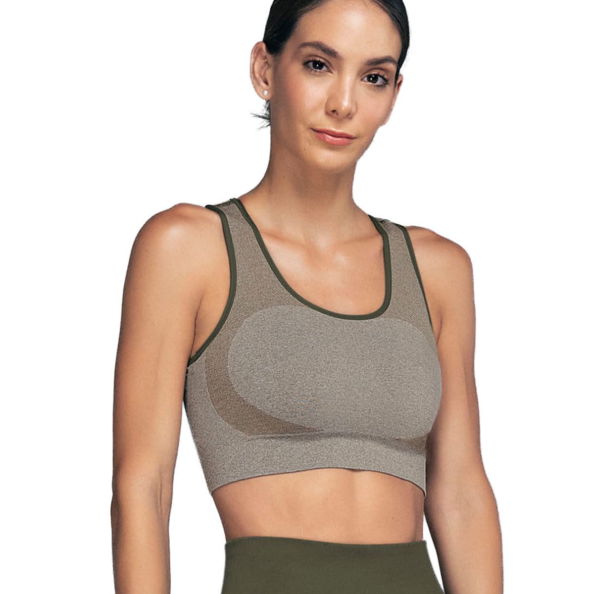 LEONISA - Top sin costuras reversible con soporte medio de busto 195337P Verde Medio