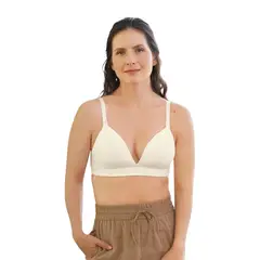 LEONISA - Sostén de lactancia sin arco (barba) con tecnología antibacterial 91015 Perla