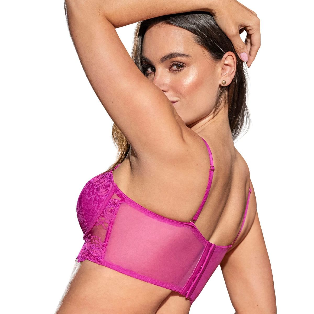 LEONISA - Sostén tipo Bustier de Realce Suave 011965 Fucsia