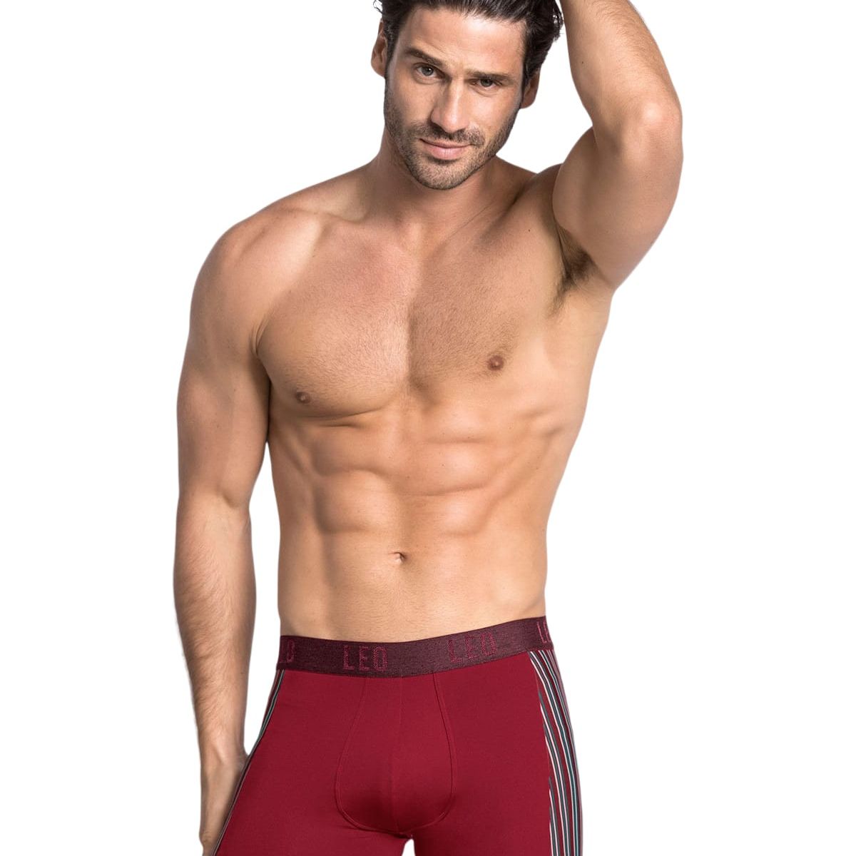 LEO - Bóxer corto con tecnología de ajuste perfecto en microfibra 033127 Guinda