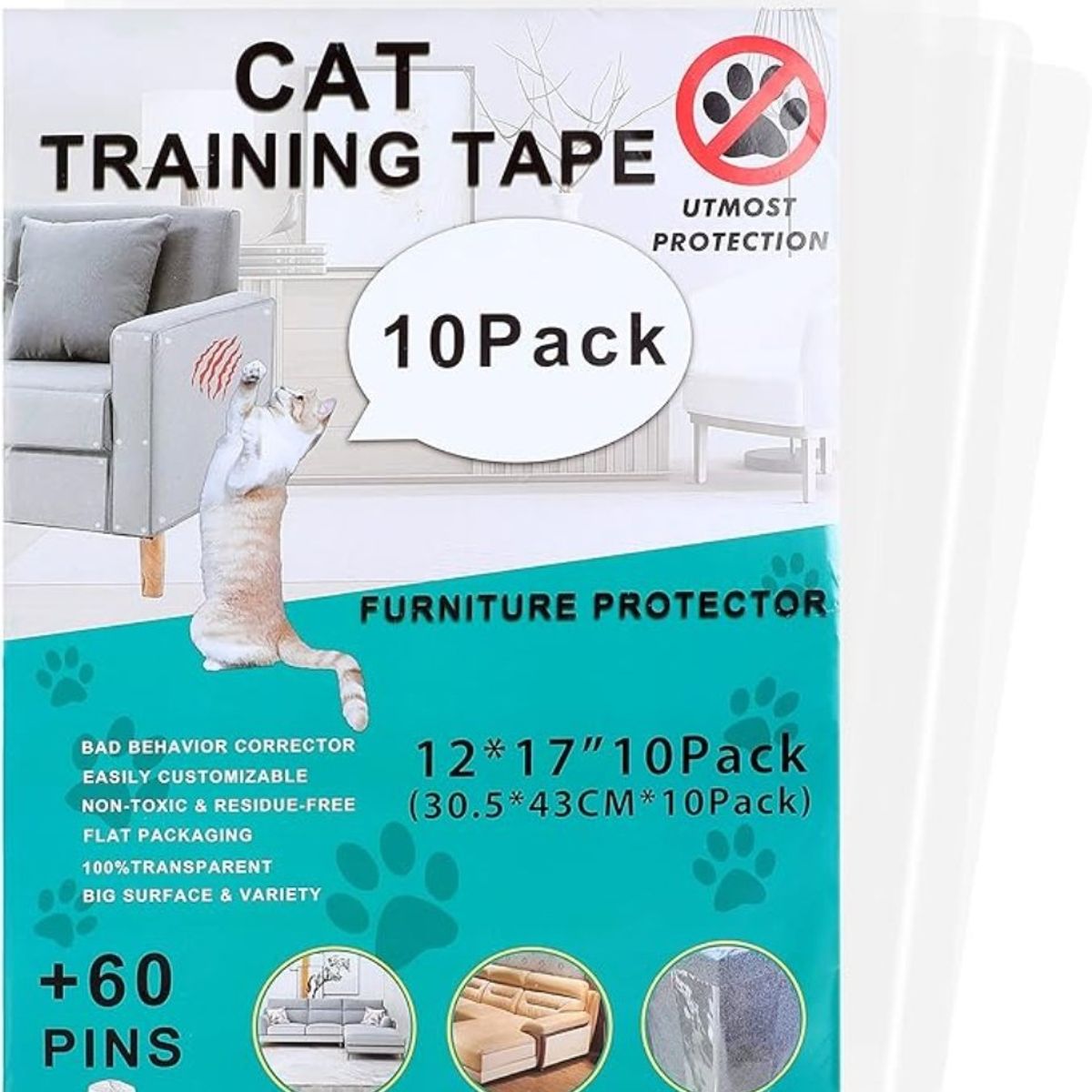 OEM - Pack 10 Protectores Sofá Anti Arañazos Entrenamiento Disuasorio Gatos