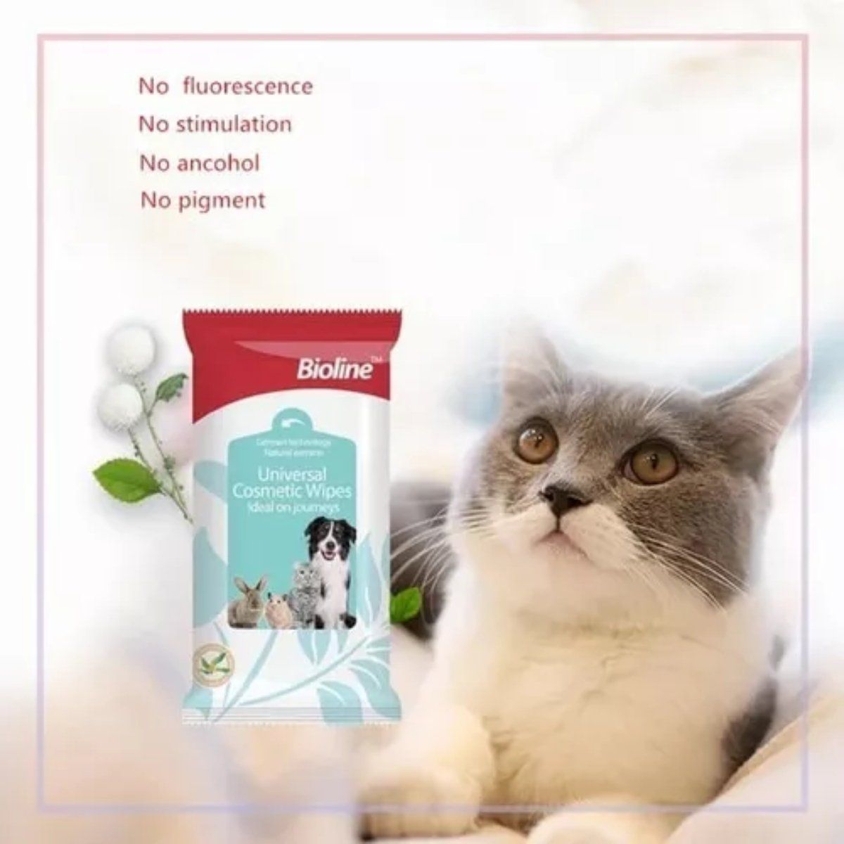 OEM - Pack 03 Toallitas Cosméticas Para Mascotas Bioline