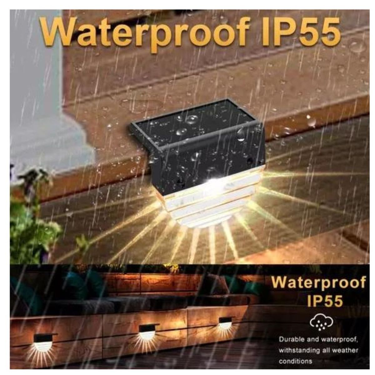 GENERICO - 2 LÁMPARA DE ESCALERA  BARANDA LED CARGA SOLAR NB48