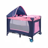 Cuna Corral Con Mudador Mosquitero Colchón Rosada