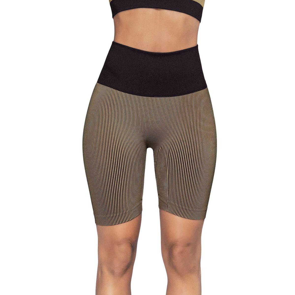LEONISA - Short de control deportivo con tecnología sin costuras 195606 Taupe / Negro