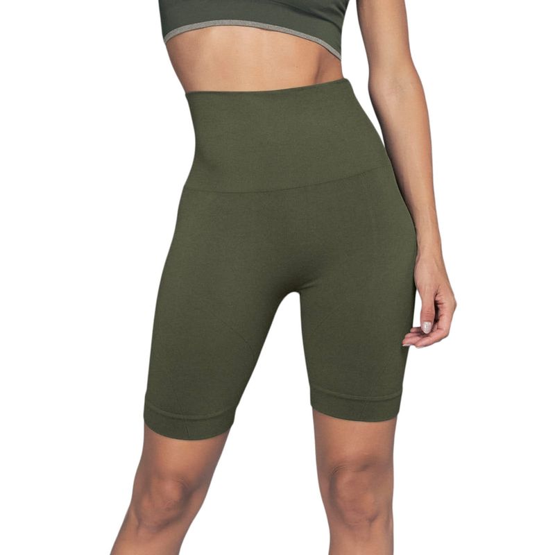 LEONISA - Short ciclista sin costuras control moderado en abdomen y muslos 195571 Verde Medio