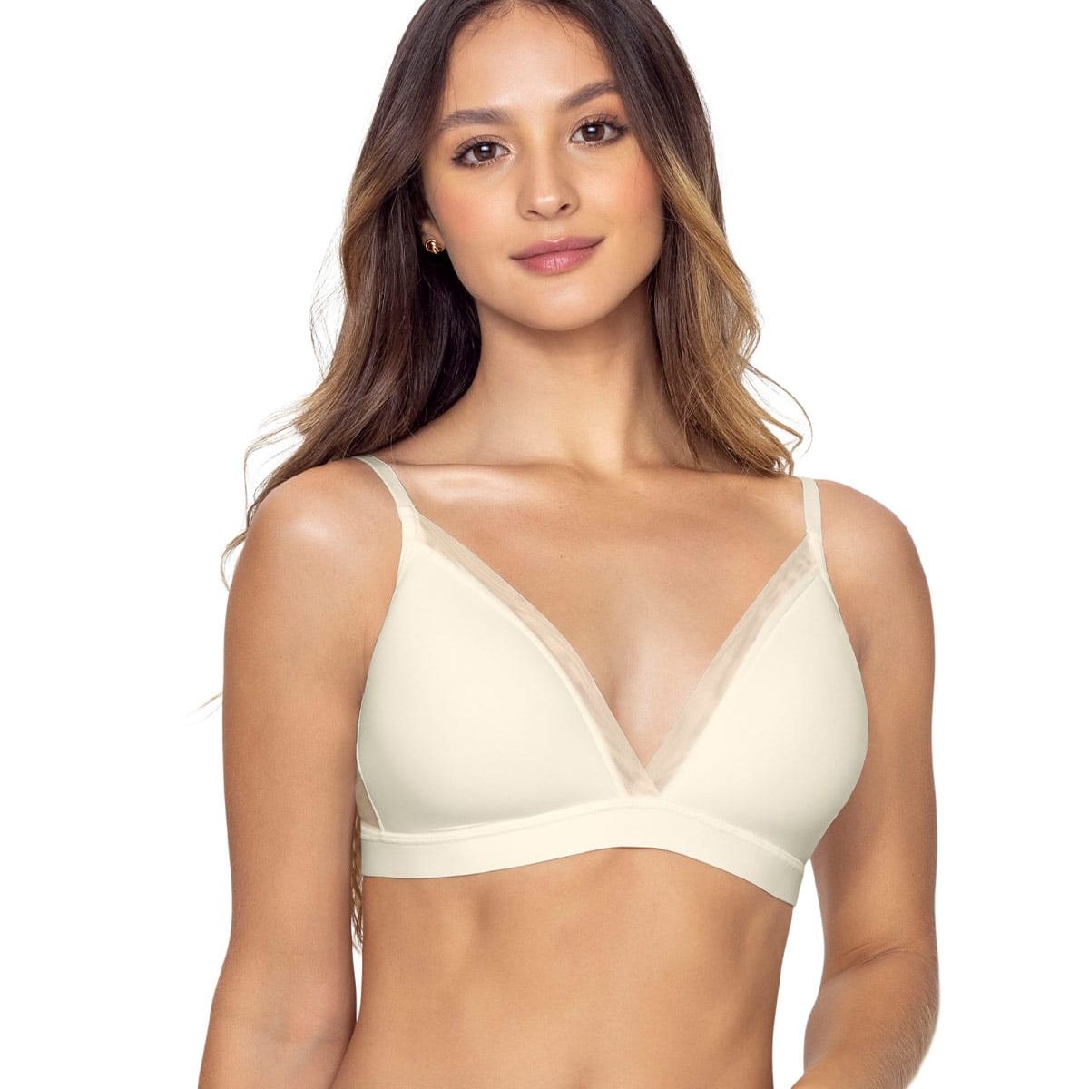 LEONISA - Sostén sin arco Pura Comodidad con detalles en tul 091083 Perla