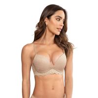 Sostén doble realce escote profundo elaborado en encaje 71345 Café Claro