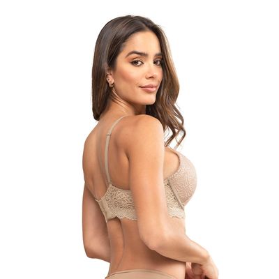 Imagen 2 del producto Sostén doble realce escote profundo elaborado en encaje 71345 Café Claro