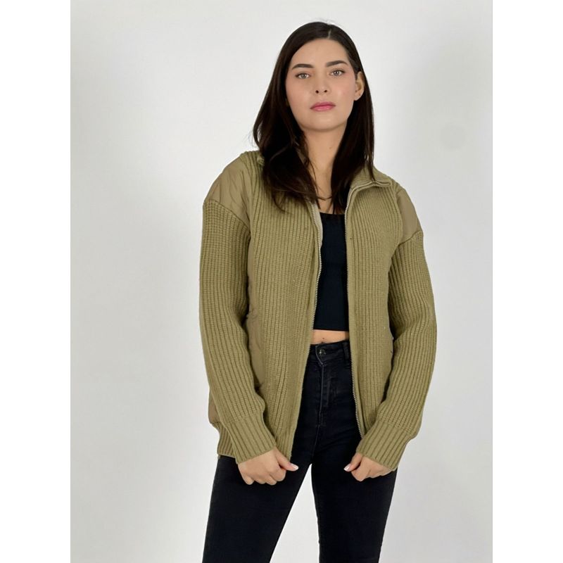 ENIGMATICA BOUTIQUE - Chaqueta Acolchada y Lana Verde Musgo ENIGMATICA BOUTIQUE