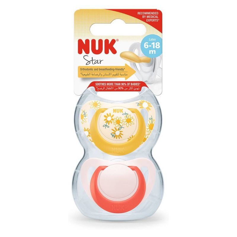 NUK - Pack Chupetes Látex Star 6-18 Meses Nuk