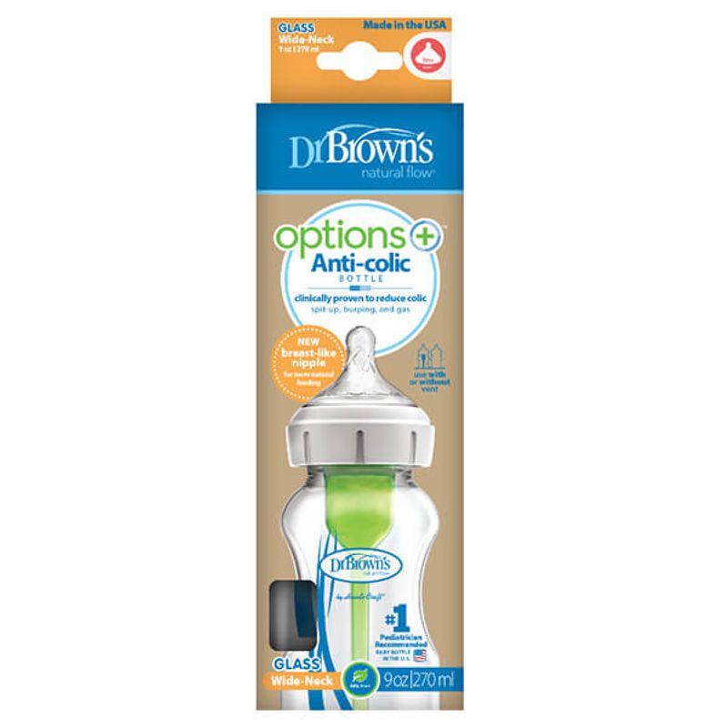 DR BROWNS - Mamadera Boca Ancha Options+ Vidrio 270ml Dr Browns