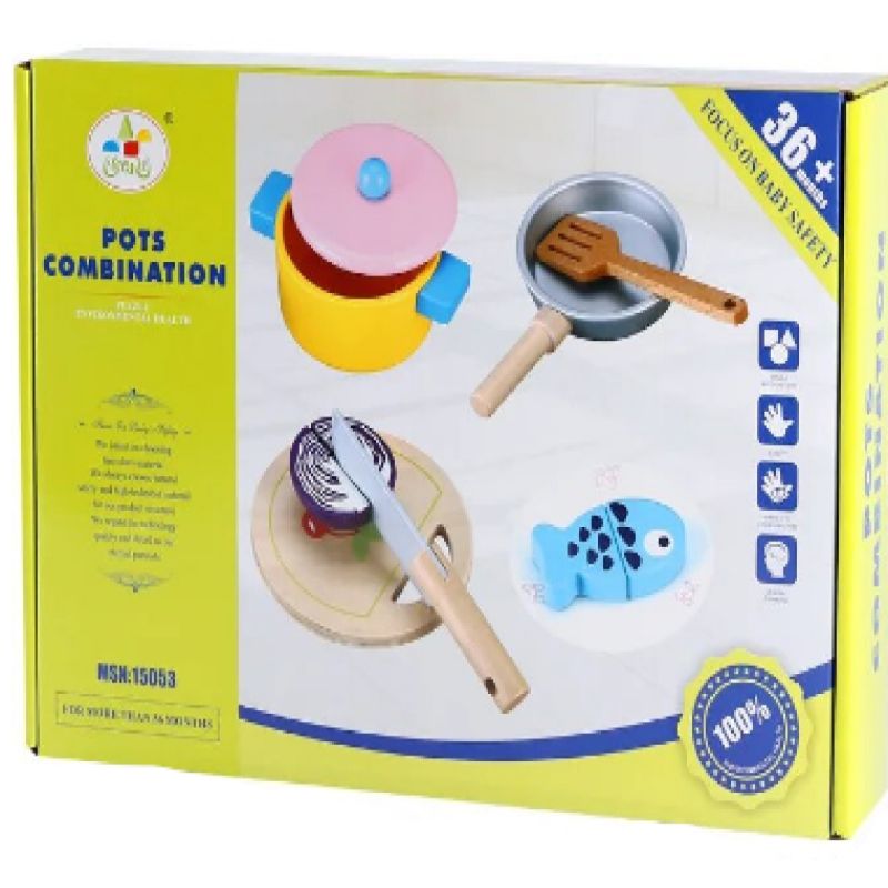 GENERICO - Juguete Set De Ollas De Madera Para Niños