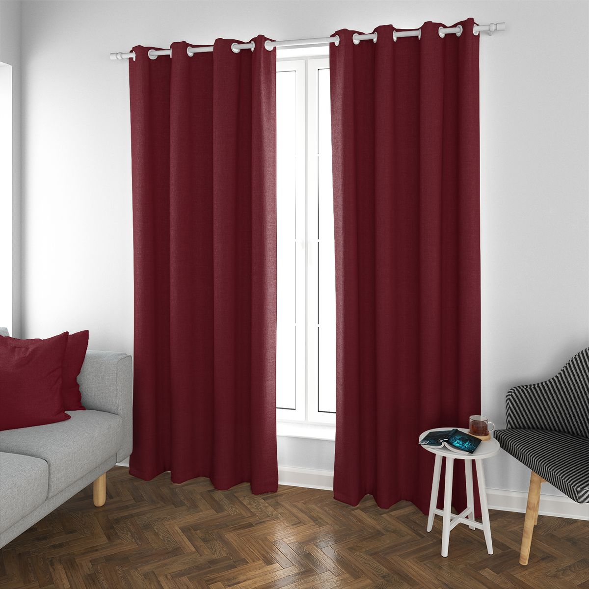 ELIZABETH PEPER - Set de Cortinas Blackout 2 Paños de 140 x 220 cm rojo vino
