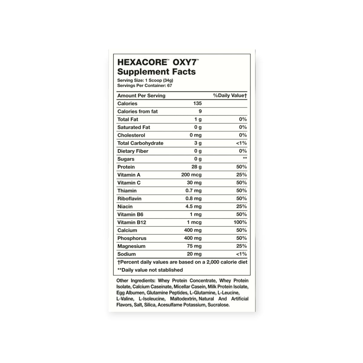 HEXACORE - PROTEINA OXY 7 WHEY PROTEIN 5LBS 67 SV VAINILLA CARAMEL - HEXACORE