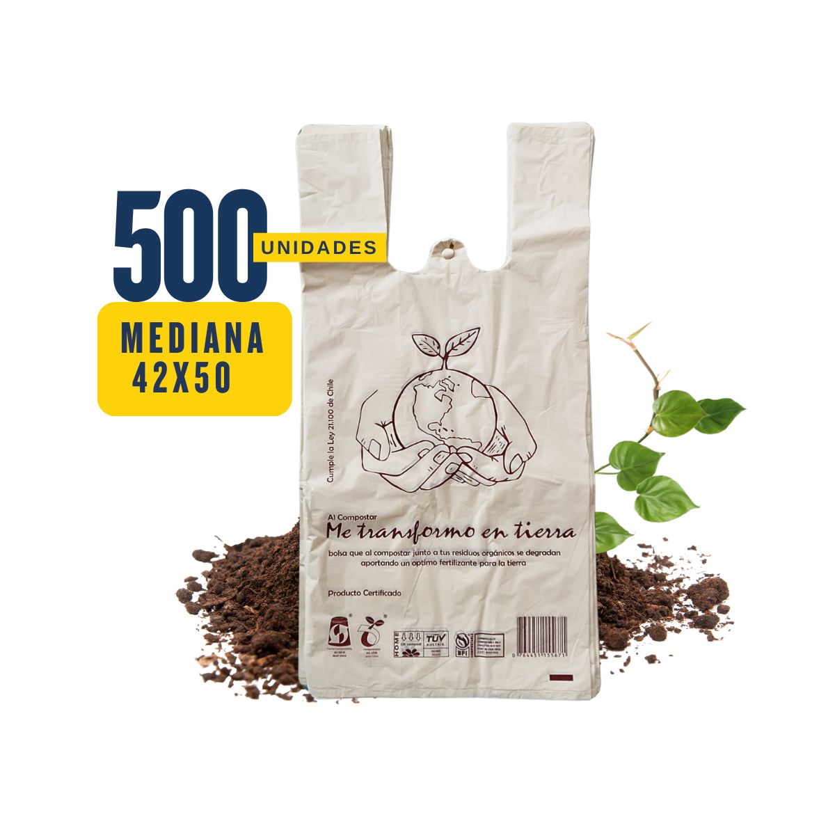 GENERICO - Bolsa Camiseta - Biodegradable & Compostable - 42x50 - 500 unidades