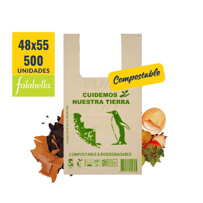 GENERICO - Bolsa Camiseta - Biodegradable & Compostable - 48x55 - 500 unidades