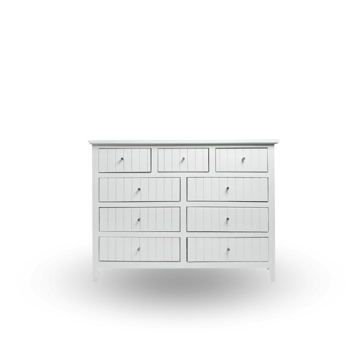 MGR MUEBLES - COMODA DE MADERA 9 CAJONES RANURADOS  120X35X90 DE ALTO MGR MUEBLES