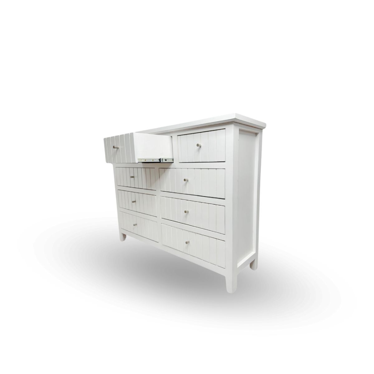 MGR MUEBLES - COMODA DE MADERA 9 CAJONES RANURADOS  120X35X90 DE ALTO MGR MUEBLES