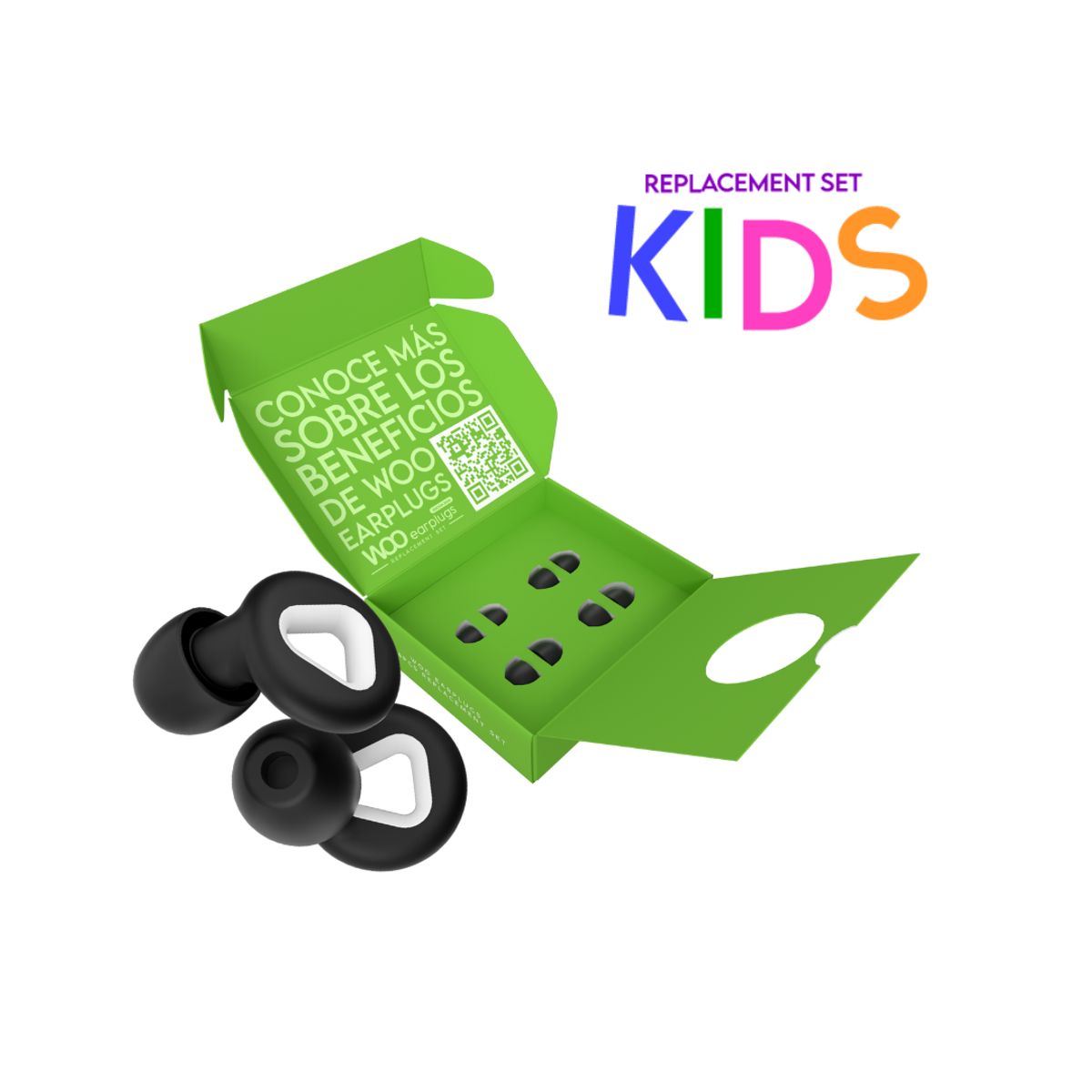 WOO EARPLUGS - Woo Earplugs Zen Kids - Tapones Oídos Niños Lavables 30db - Negro