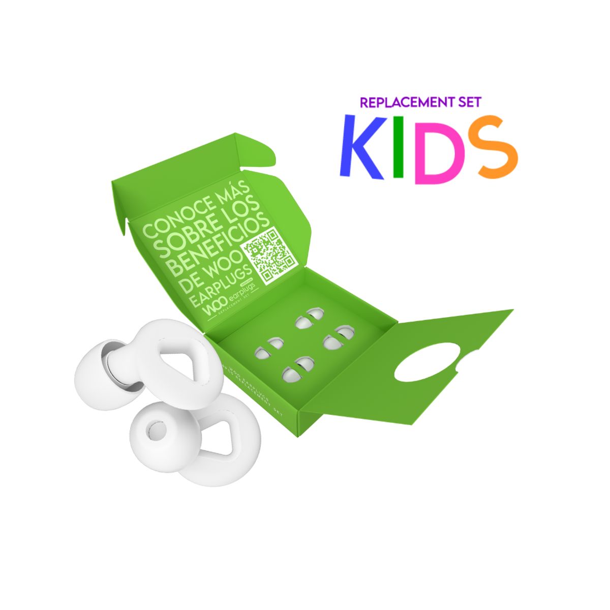 WOO EARPLUGS - Woo Earplugs Zen Kids - Tapones Oídos Niños Lavables 30db - Blanco