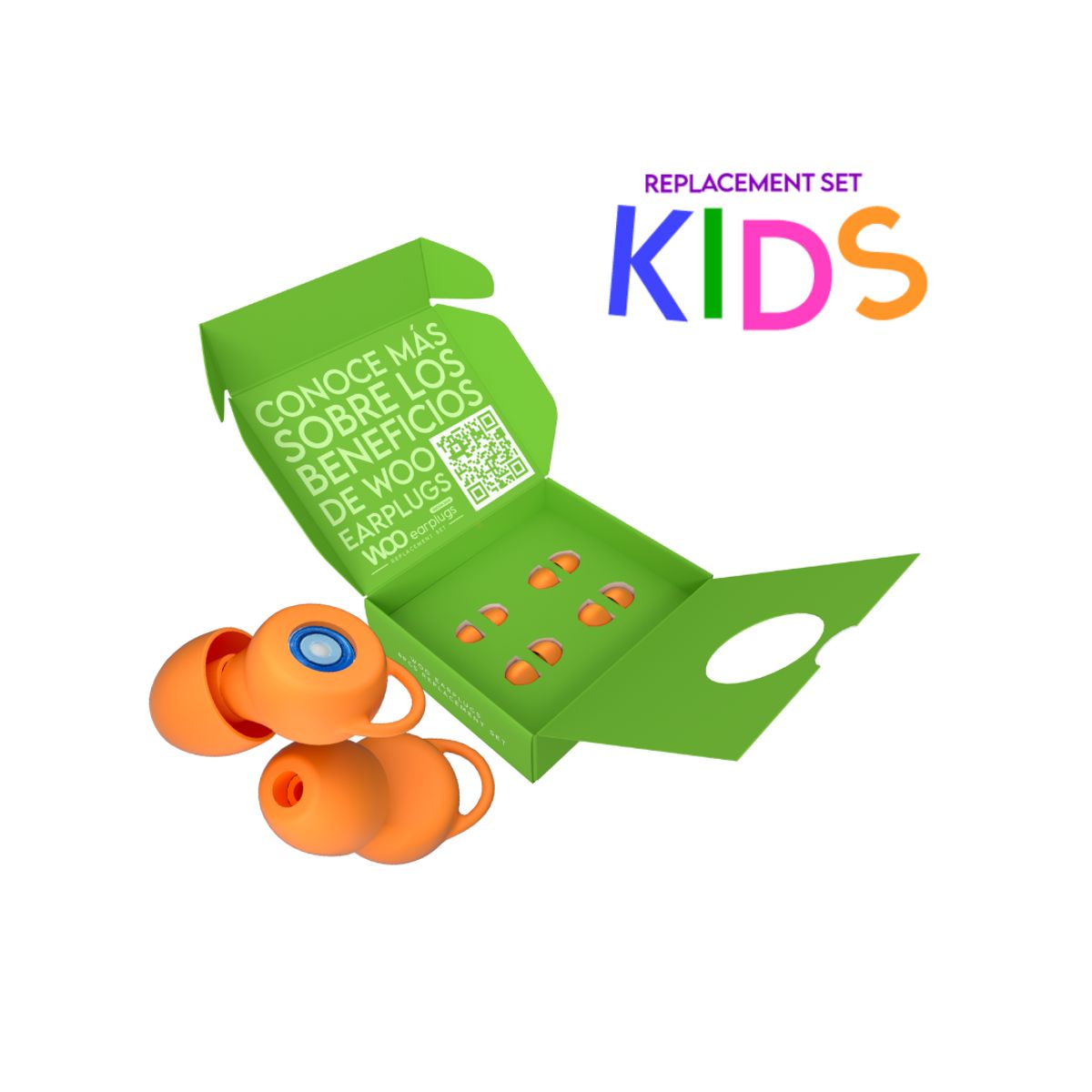 WOO EARPLUGS - Woo Earplugs Connect Kids - Tapones Oídos Niños Estudio 16db Naranja