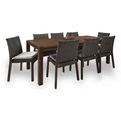 SPAZZIO - Comedor terraza Río café mate + 8 Sillas Windsor café mate