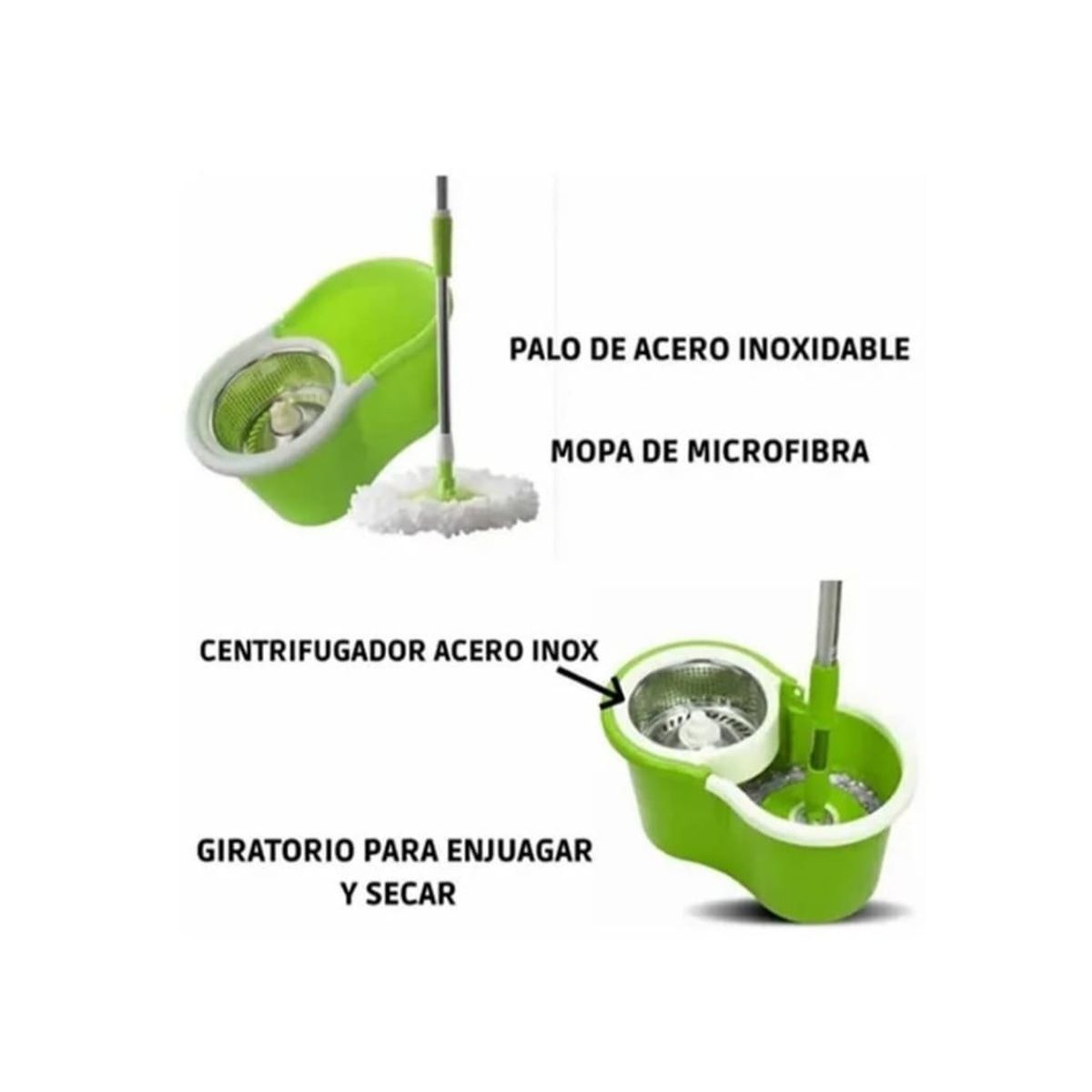 GENERICO - Trapeador Giratorio 360 Mopa Con Balde