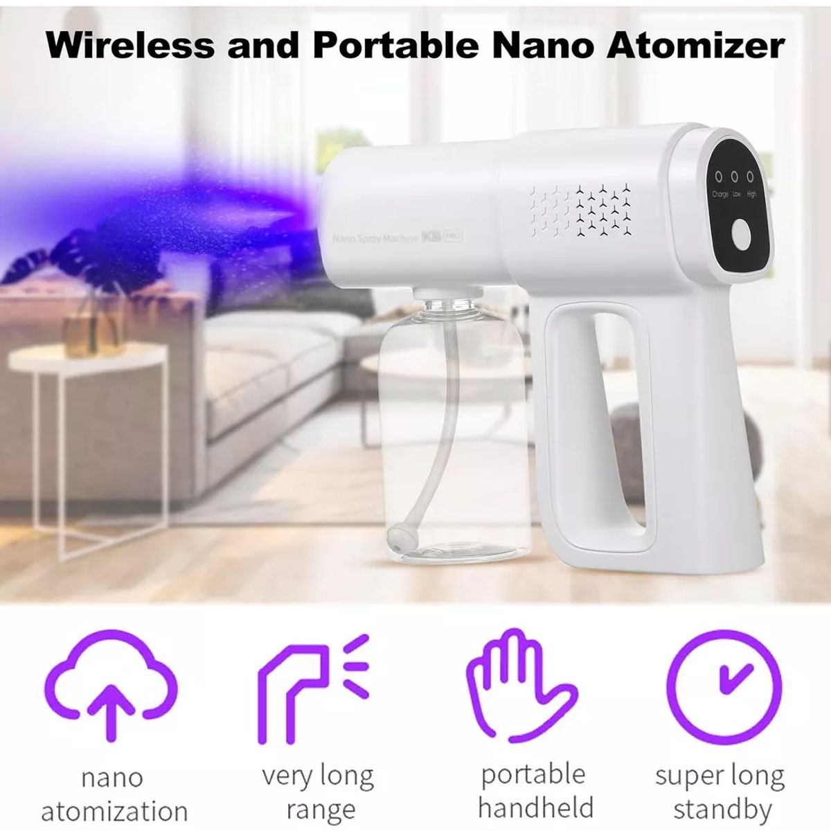 KUANGYE - Pistola Sanitizante Desinfectante Inalámbrica Manual