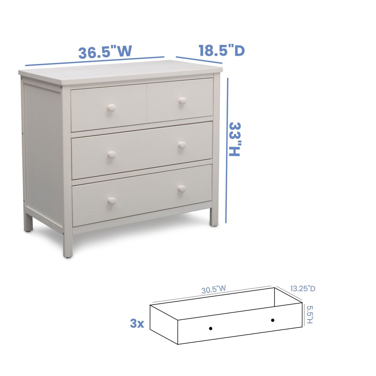 DELTA CHILDREN - CÓMODA 3 CAJONES MIDDLETON BLANCA DELTA CHILDREN