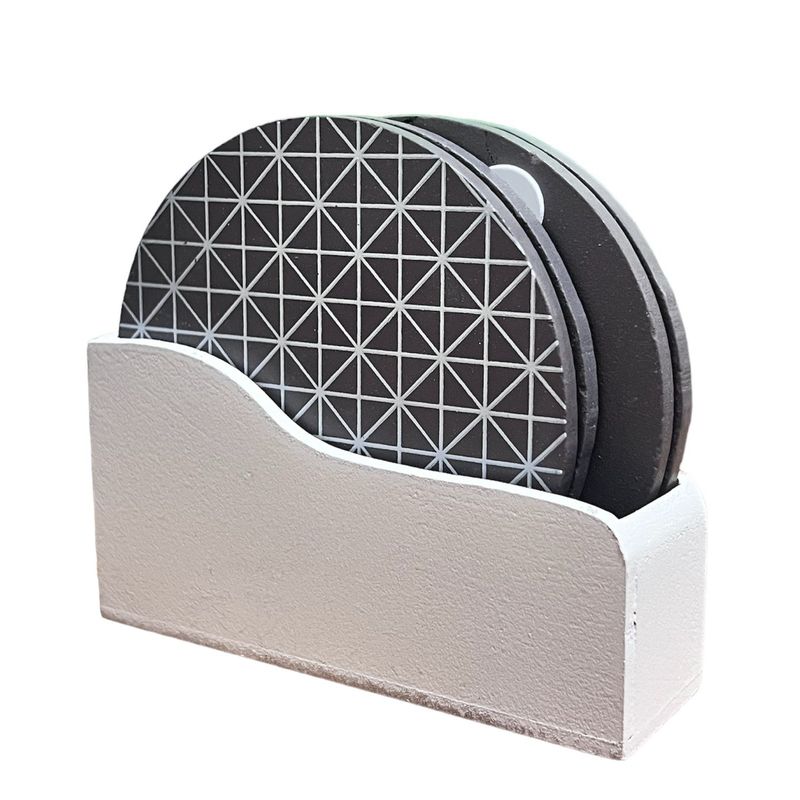 GENERICO - Set 4 Posavasos Con Diseños Madera 4 Piezas Redondo