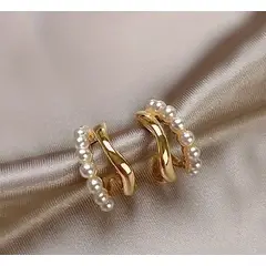 GENERICO - Aros con forma de c perlas