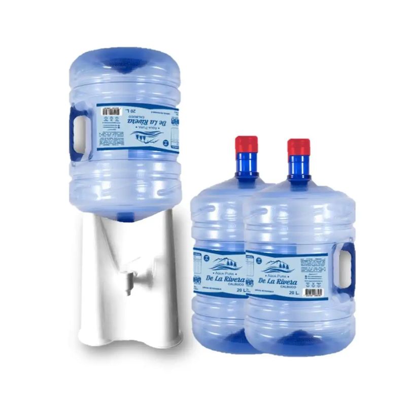 AGUA PURA DE LA RIVERA - SOLO RM-NO REGIONES Kit 3 Agua Pura y Dispensador sobremesa
