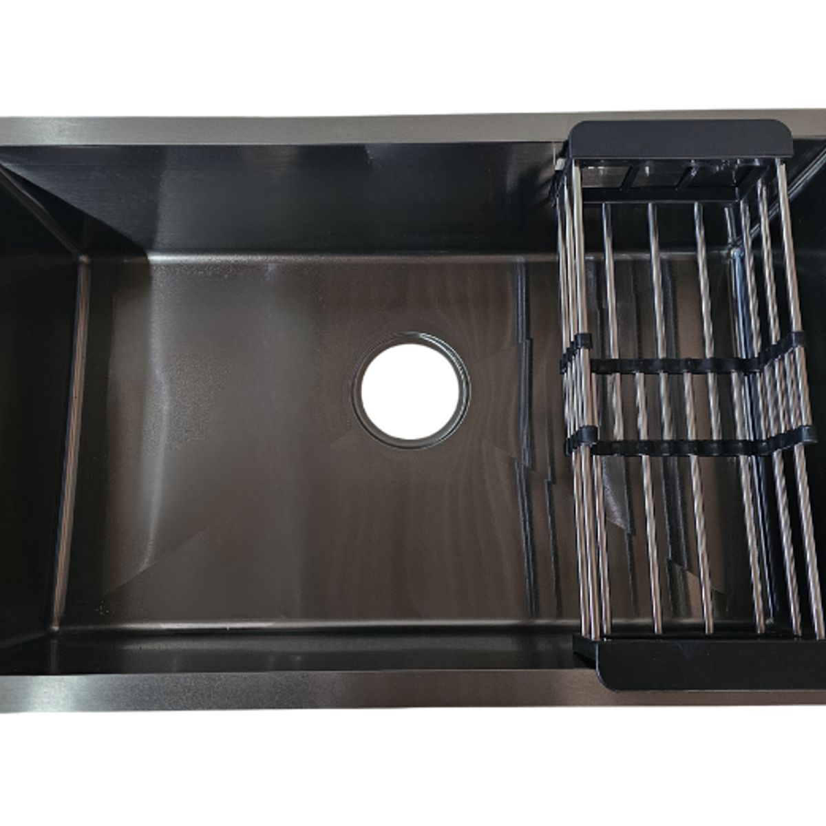 MODERN SPACE - Lavaplatos 71x43 Cm Negro Deluxe 2mm + Rejilla