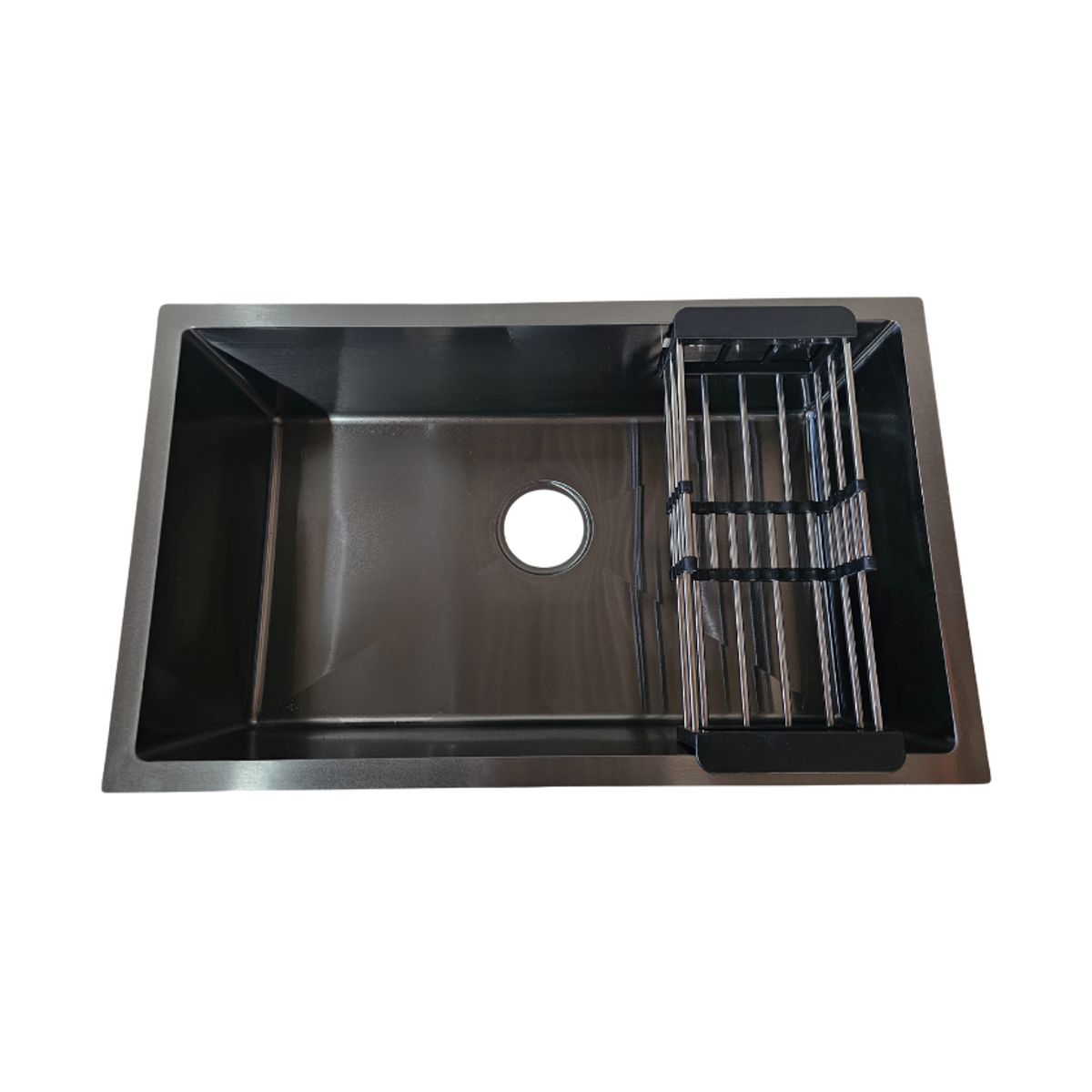 MODERN SPACE - Lavaplatos 71x43 Cm Negro Deluxe 2mm + Rejilla