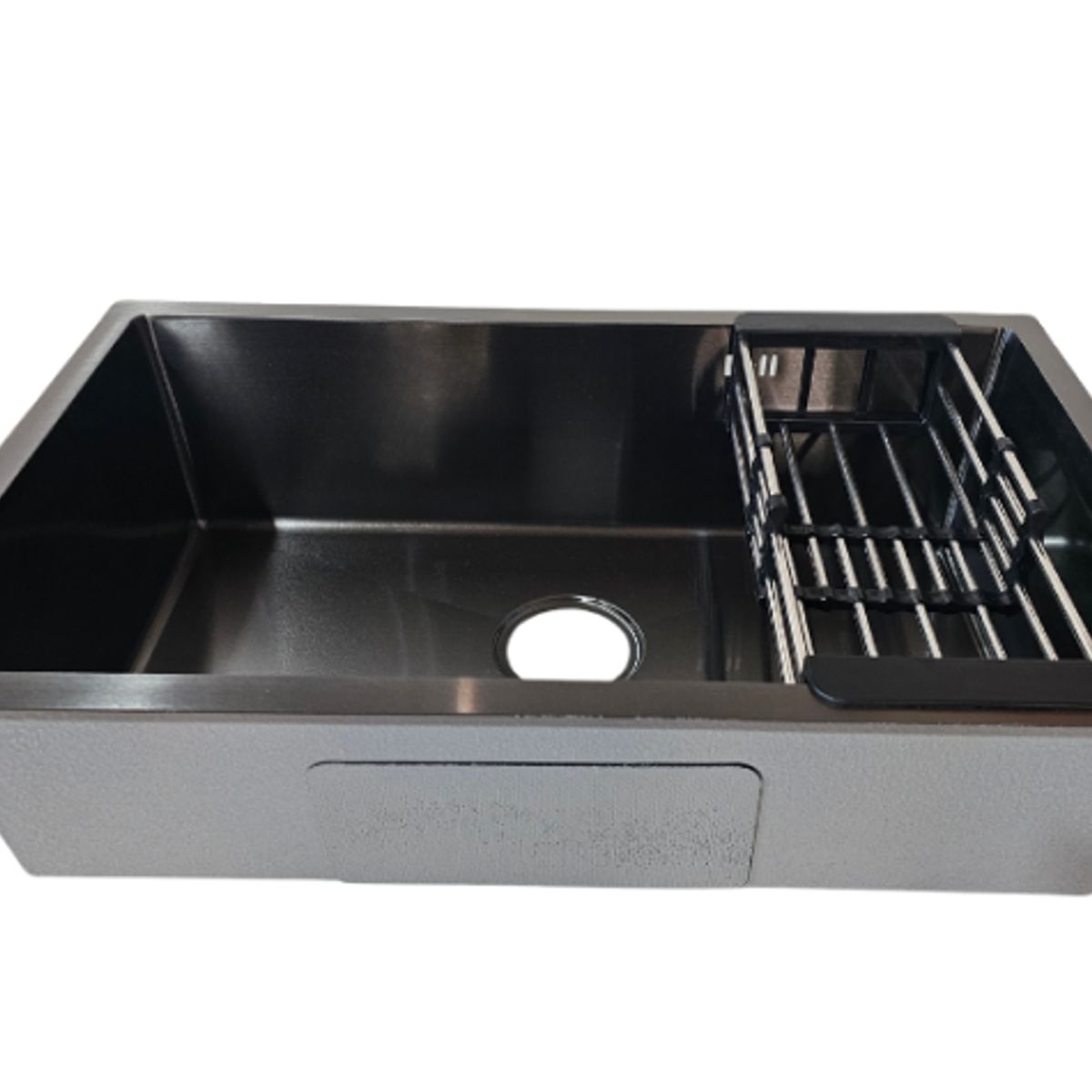 MODERN SPACE - Lavaplatos 71x43 Cm Negro Deluxe 2mm + Rejilla