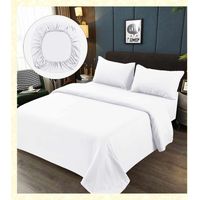 JUEGOS DE SABANA 200 HILOS DE ALGODON BLANCO 2PLAZAS