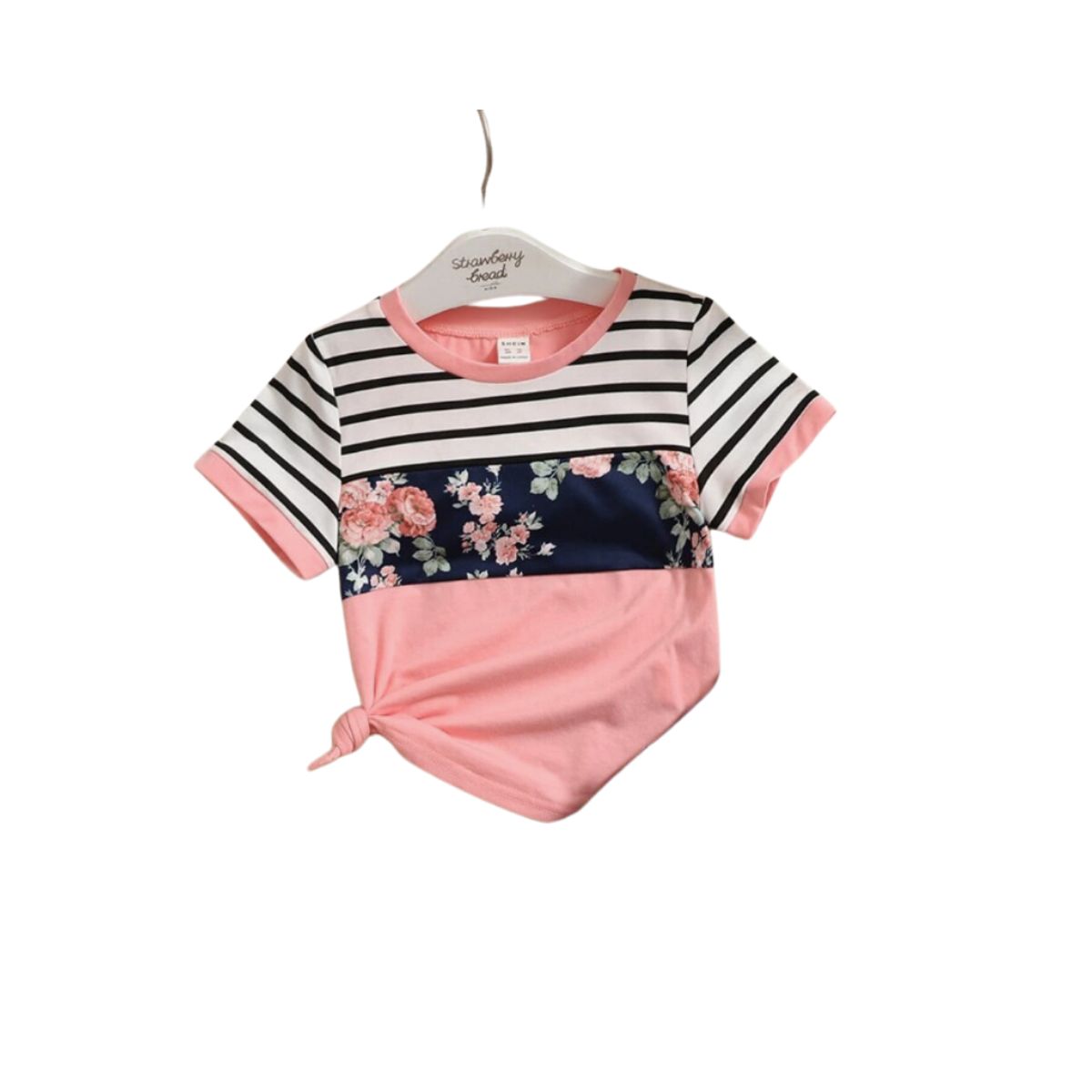 GENERICO - Camiseta con estampado de rayas y flores